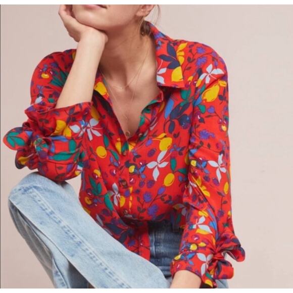 Anthropologie Tops - Anthropologie Maeve Blithe Floral Button Down Blouse 8